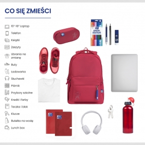 Plecak szkolny Oxford School - żurawinowy