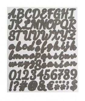 Naklejki z brokat Litery cyfry znaki czarne 83szt