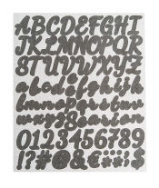 Naklejki z brokat Litery cyfry znaki czarne 83szt