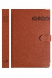 Kalendarz 2022 B6 Lux Złocony z zapinką brązowy