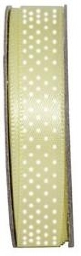 Tasiemka satynowa w kropki 3 m Anitas Lemon