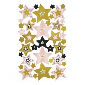 Naklejki bożonarodzeniowe Z Design - Różowe, złote gwiazdy (52909)
