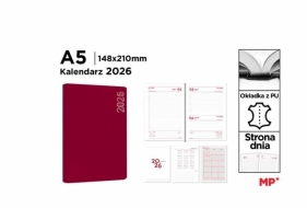 Kalendarz 2026 A5 dzienny czerwony