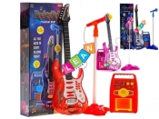Gitara z mikrofonem metalowe struny statyw piecyk - <br />