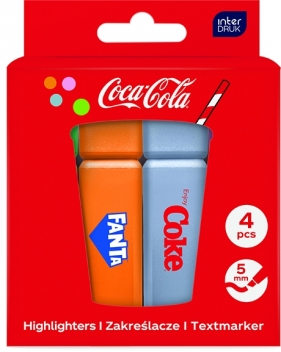 Zakreślacze w pudełku Coca-Cola, 4 kol.