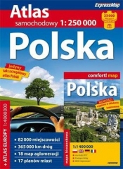Polska - 1:250 000 atlas samochodowy + mapa laminowana - <br />