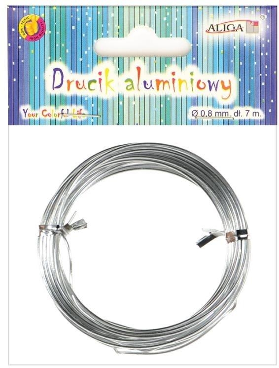 Drucik aluminiowy srebrny 0,8mm 7m