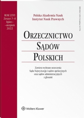 Orzecznictwo Sądów Polskich 7-8/2022 - Praca zbiorowa