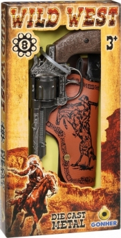 Rewolwer kowbojski metalowy z kaburą 8 naboi Gonher (155201/0)