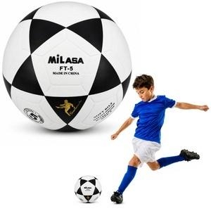 <img src='https://webimage.pl/pics/101/1/d5907990201101.jpg' style='height:440px' /> Piłka nożna czarno-biała Milasa 22cm r.5