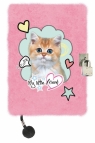 Pamiętnik z kłódką włochacz - Pink Cat, A5, 96 kartek