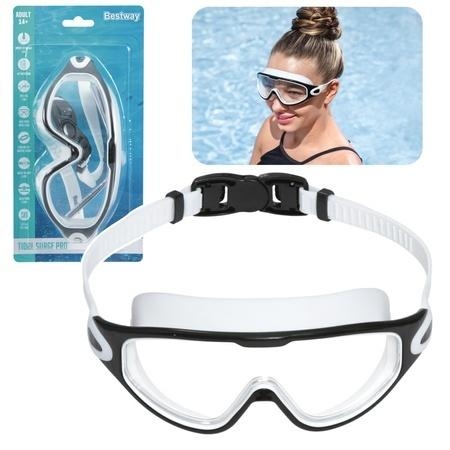 <img src='https://webimage.pl/pics/101/6/d6941607386033.jpg' style='height:440px' /> Okulary do pływania regulowane czarno-białe
