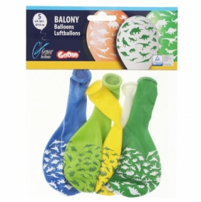 Balon gumowy Godan PREMIUM DINOZAURY 5 szt biało-zielony 300 mm 12cal (GS110/P154)