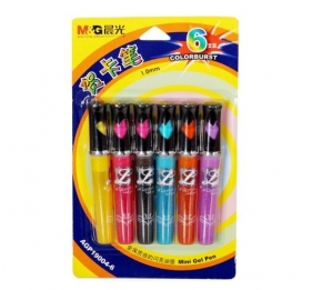 Długopisy żelowe brokatowe M&G, 6 kolorów