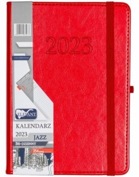 Kalendarz 2023 B6 dzienny Jazz czerwony ELEFANT