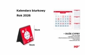Kalendarz 2026 biurkowy 14x15cm czerwony