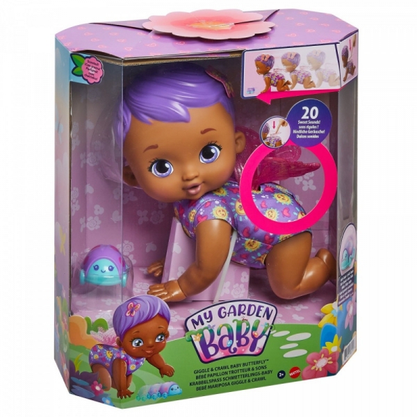 Lalka My Garden Baby Raczkujący Bobasek-Motylek fioletowa (HBH42/HBH43)