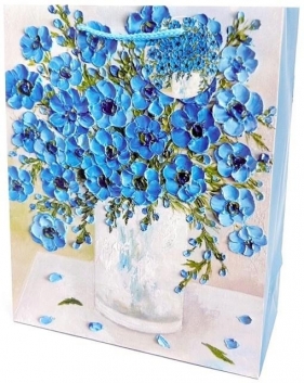 Torebka ozdobna matowa 26x32x12cm Kwiaty