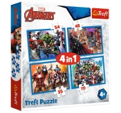 Trefl, Puzzle 4w1: Nieustraszeni Avengersi (34310)