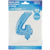 Balon foliowy Godan niebieski w gwiazdy cyfra 4 (hs-c26n4)