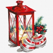 Malowanie po numerach - Świąteczna latarnia 30x30