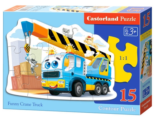 Puzzle konturowe Funny Crane Truck 15 elementów (015108) 