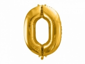 Balon foliowy Partydeco cyfra 0 złota, 86cm 34cal (FB1M-0-019)