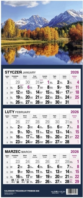 Kalendarz 2026 Trójdzielny Premium MIX