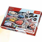 Puzzle Plus 70 + Magiczny mazak Auta Ekscytujący wyścig