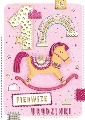Karnet A5 Urodziny roczek dziewczynka - Konik