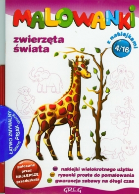 Malowanki 4 Zwierzęta świata + pisak