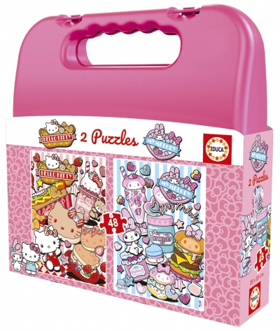 <img src='https://webimage.pl/pics/109/5/d8412668205109.jpg' style='height:440px' /> Puzzle Hello Kitty walizka 2 x 48 el 114116