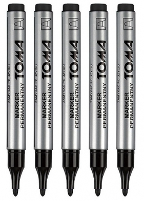 5x Marker permanentny Toma TO-090 - czarny (09032)