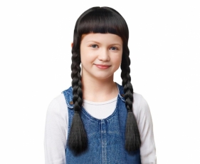Peruka czarne warkocze z grzywką rozm. un