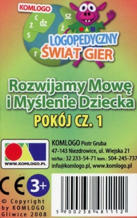 Karty Rozwijamy mowę i myślenie dziecka Pokój część 1