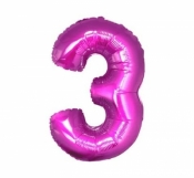 Balon foliowy cyfra "3" różowa, 85cm