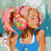 Malowania po numerach - Różowe letnie rytmy 50x50