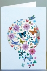 Karnet F07 wycinany + koperta Kwiaty i motyle