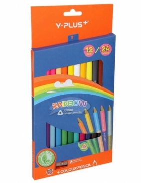 Kredki Jumbo Rainbow dwustronne + temperówka - 24 kolory