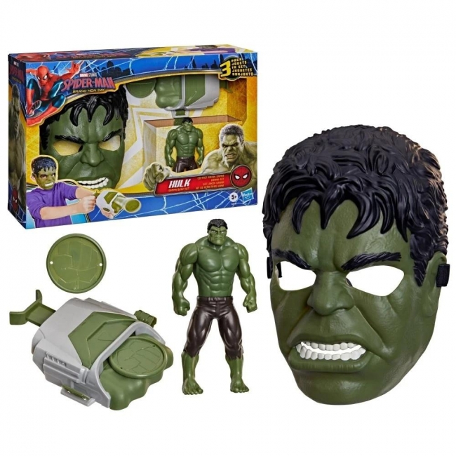 <img src='https://webimage.pl/pics/113/6/d5010996386113.jpg' style='height:440px' /> Spider-Man Zestaw Hulk maska + pięść + figurka