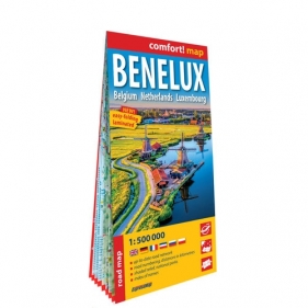 Benelux Belgia Holandia Luksemburg. Laminowana mapa samochodowa 1:500 000