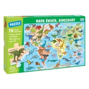 Puzzle 70: Mapa świata. Dinozaury