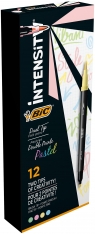 Flamastry dwustronne BIC Intensity Dual Tip Pastel Pisak 12 kolorów