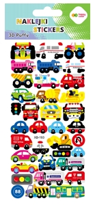 Naklejki 3D Puffy - Cars Vehicles, 9.5 cm x 22 cm, Happy Color