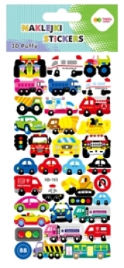 Naklejki 3D Puffy - Cars Vehicles, 9.5 cm x 22 cm, Happy Color