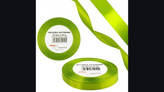 Wstążka satynowa 12mm/32m zieleń wiosenna