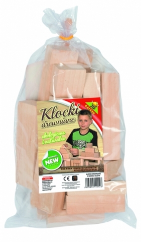 klocki drewniane w worku malym