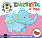 Zwierzęta w zoo. Kolorowanka z grubym obrysem, okrągłe naklejki, papierowa zabawka