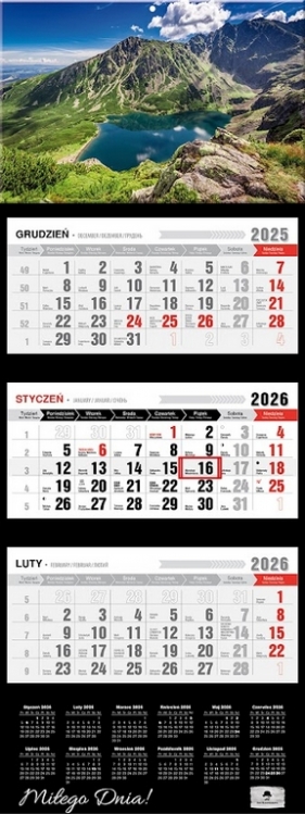 Kalendarz 2026 trójdzielny premium - Czarny staw