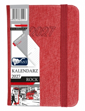 Kalendarz 2027 A7 tygodniowy Rock - czerwony
